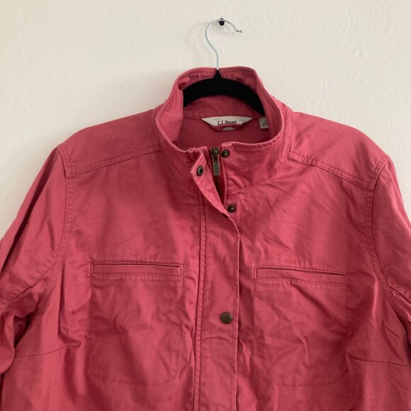 LL Bean Pink Full Zip Jacket 100% Cotton Preppy Classic Travel Lightweight 1X - Picture 2 of 13